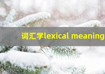 词汇学lexical meaning